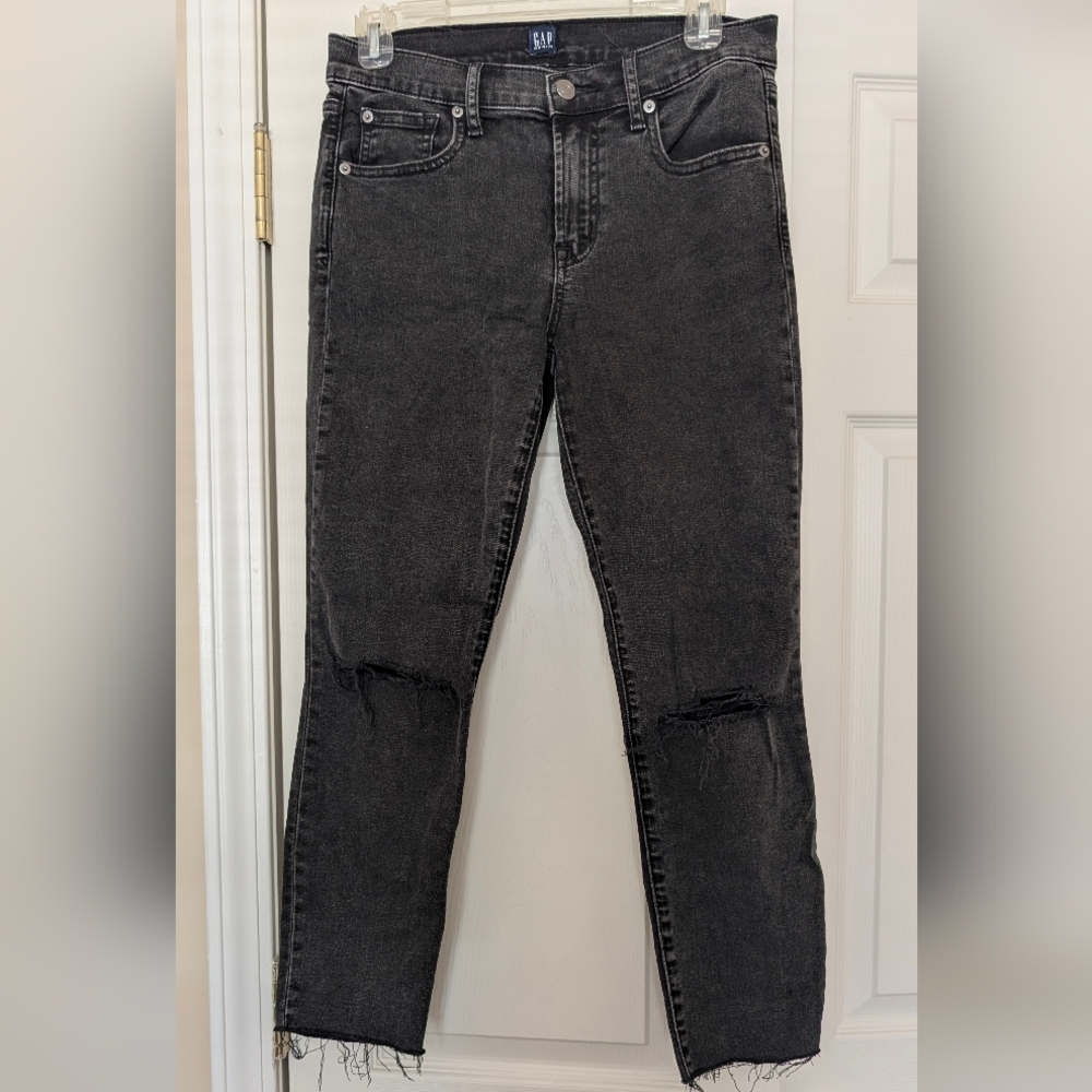 GAP Black Skinny Jeans with Distressed Details